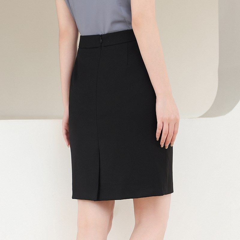 职业裙半身裙西装面料女西裙半裙夏款黑色一步裙包裙短裙工作裙子