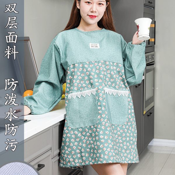 围裙2022新款长袖全包罩衣家用厨房做饭餐饮定制logo印字围腰女