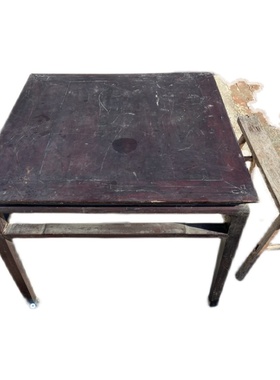 民俗怀旧家具老物件一桌四凳农村拆迁旧方桌八仙桌长条二人凳古镇