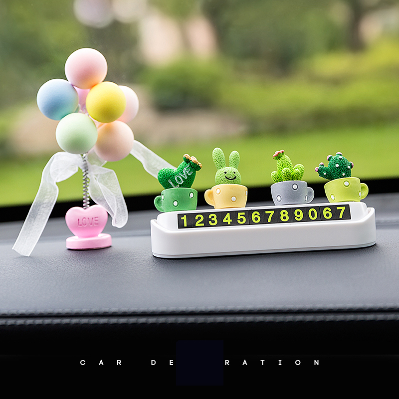 车上临时停车隐形电话号码牌移车牌免粘可爱创意高档车内摆件用品