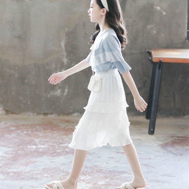 女童夏季纯棉连衣裙半身薄款蛋糕雪纺大童女孩两件套装过膝长裙子,童装/婴儿装/亲子装,连衣裙,淘宝优惠券,粉丝福利购,淘宝优惠卷