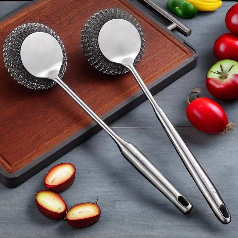 长柄304不锈钢刷锅神器厨房专用清洁刷洗锅碗钢丝球烧烤架刷子,家庭/个人清洁工具,钢丝球/钢丝刷,淘宝优惠券,粉丝福利购,淘宝优惠卷