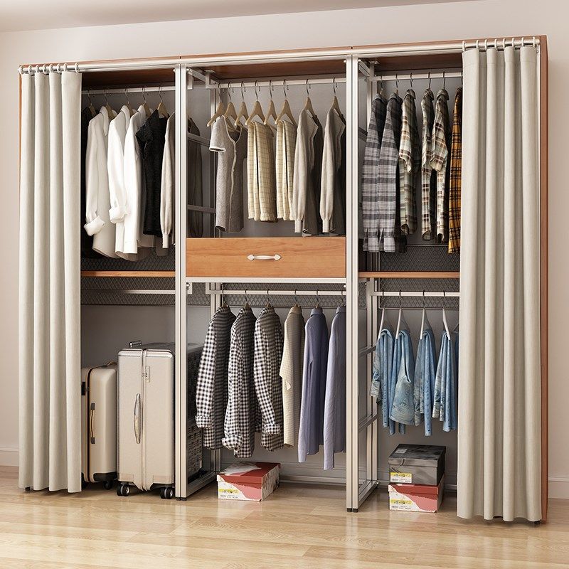 金属衣柜家用卧室实木挂衣柜步入式衣架落地开放式衣帽间铁艺衣橱,住宅家具,衣帽架,淘宝优惠券,粉丝福利购,淘宝优惠卷