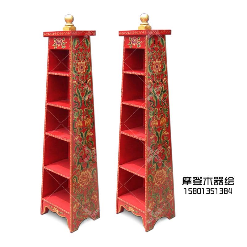 藏式彩绘多宝格置物架书架书柜展示柜储物架中式仿古实木家具定制