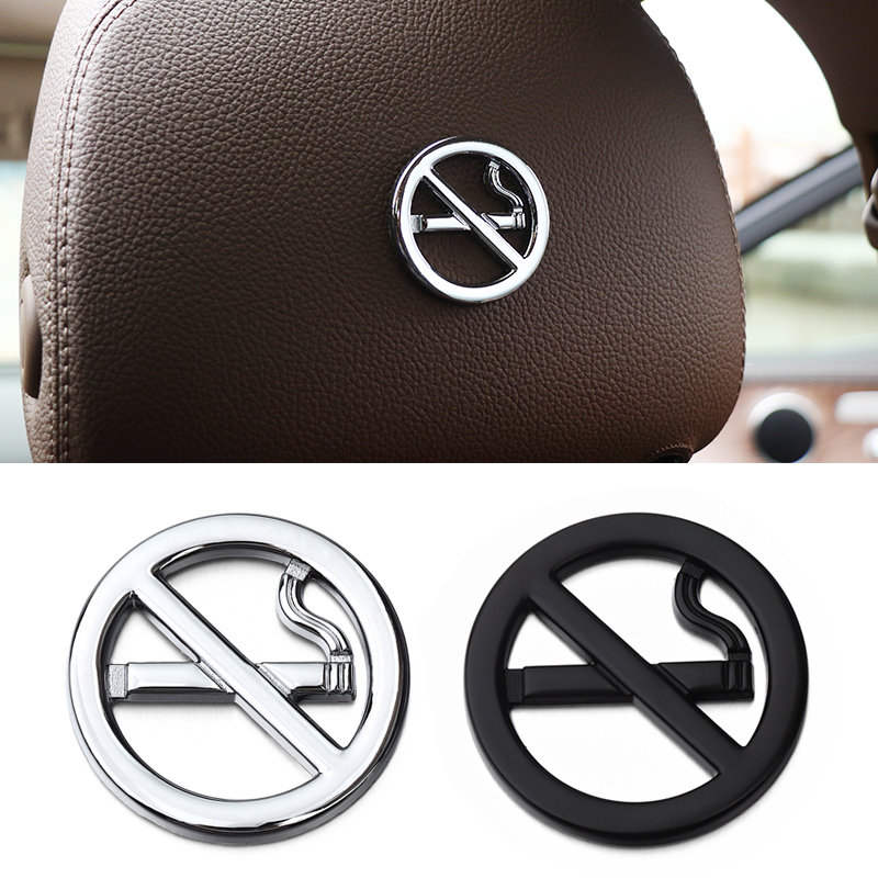 禁止吸烟提示标贴请勿吸烟 金属车标贴纸车内副驾驶警示反光车贴