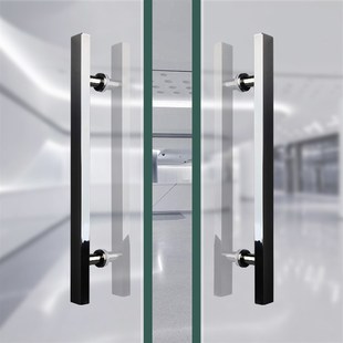 玻璃门方管拉手不锈钢拉丝玫瑰金黑钛金推拉门哑光黑木门深灰把手
