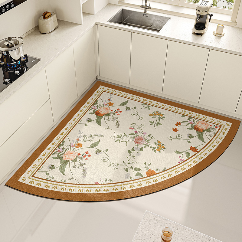 扇形厨房地垫硅藻泥防滑防油垫子可擦免洗脚垫防水地毯轻奢高级感