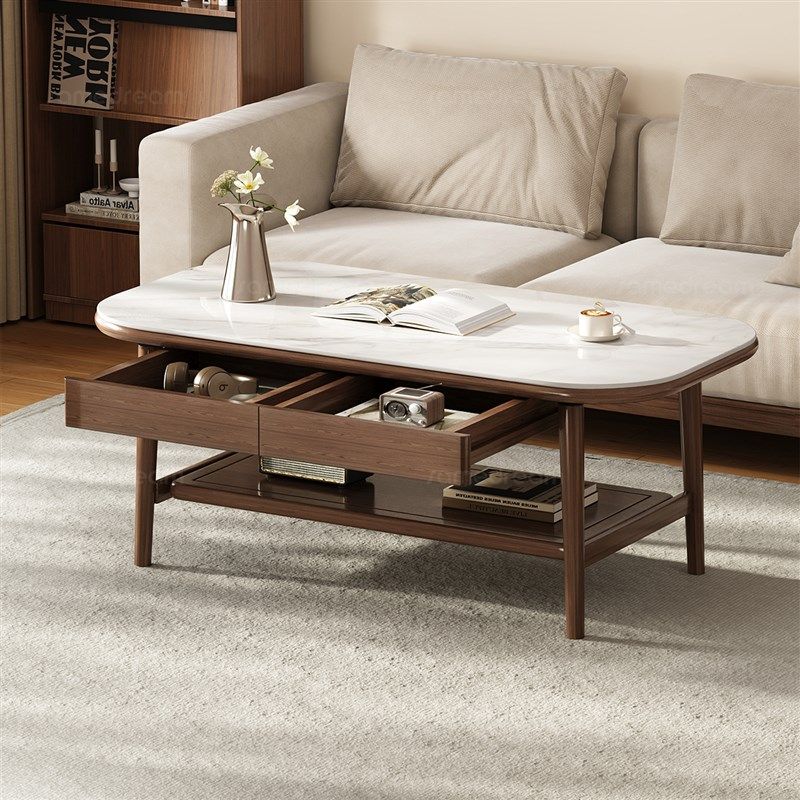 三梦纯实木岩板茶几桌客厅家用2025新款小户型阳台茶桌简约小茶几,住宅家具,茶几,淘宝优惠券,粉丝福利购,淘宝优惠卷