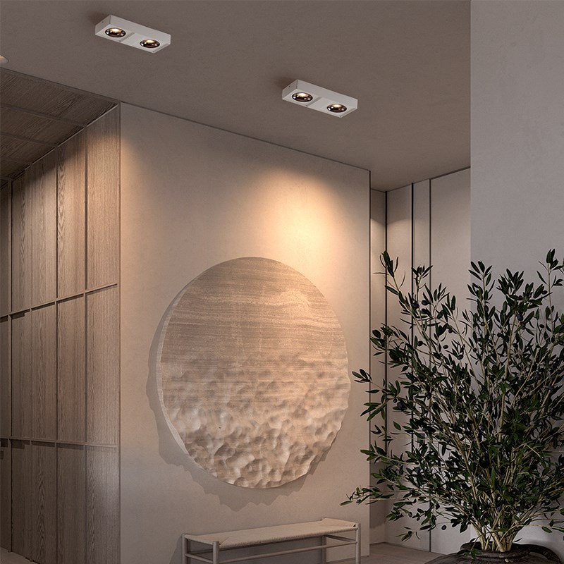 卧室射灯极简客厅无主灯led明装筒灯智能吸顶双头四头斗胆灯方形