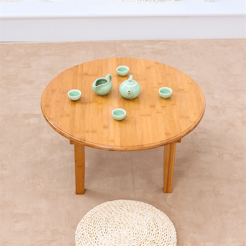 楠竹折叠桌圆桌农村榻榻米炕几餐桌地桌小桌子吃饭桌餐桌矮桌茶几