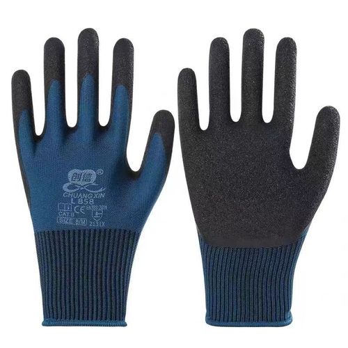 创信L858弹力超细乳胶发泡耐磨防滑耐用柔软浸胶防护作业劳保手套