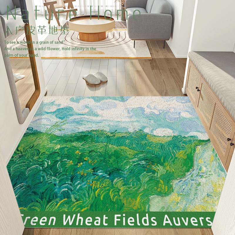 绿植入户皮革地垫进门可擦免洗玄关地毯门垫家用脚垫可裁剪定制