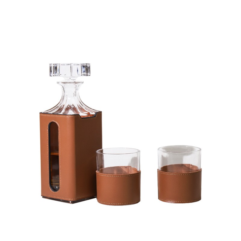 水晶玻璃洋酒杯酒具威士忌酒瓶手提礼盒套装3件套样板间装饰摆件