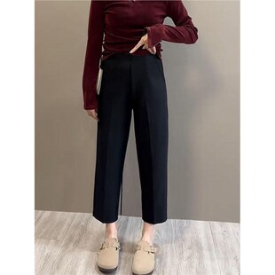 大码直筒休闲裤女2025春夏小个子百搭梨形身材显瘦九分纸片人西裤