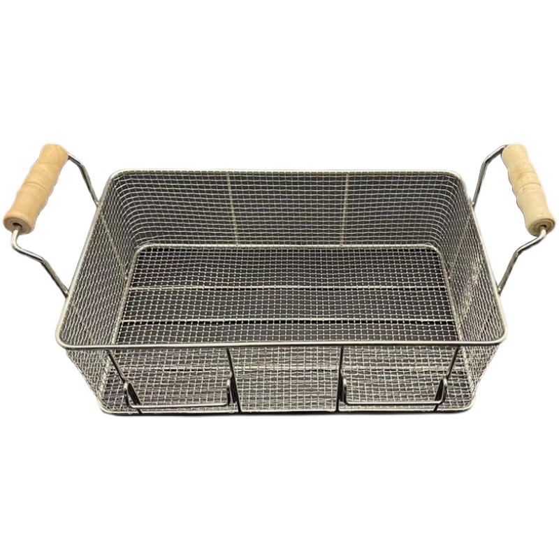 大号炸网带木提手不锈钢炸篮电炸炉薯条框炸锅方形滤油筛过滤商用