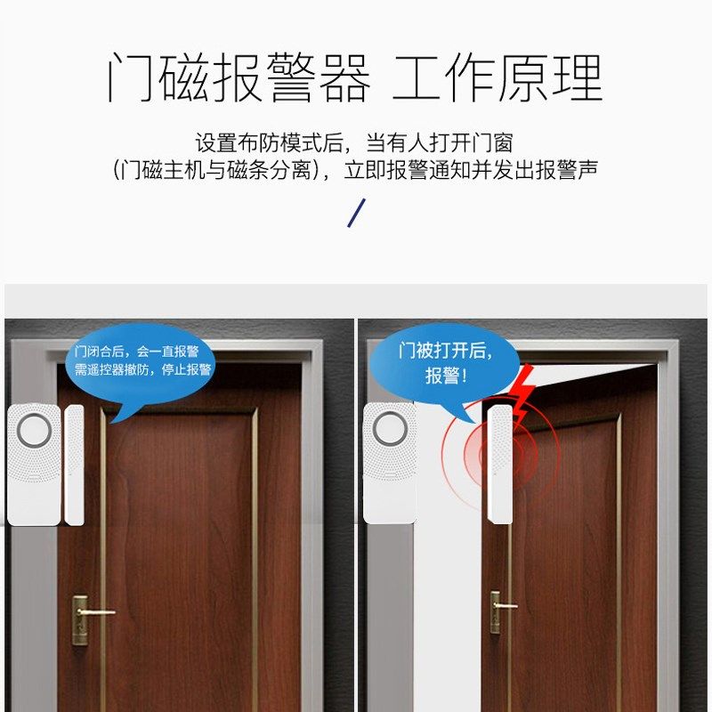 门磁感应警报器家用门窗报警器入户门防盗窗户防贼门关门提醒器