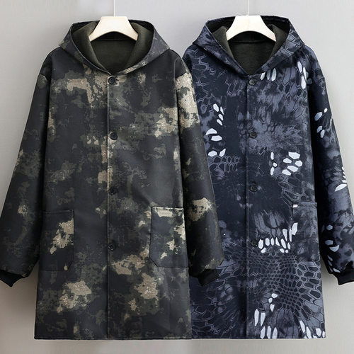 保暖劳保干活大褂加绒罩衣耐脏工作服冬季时尚加厚长袖外围裙