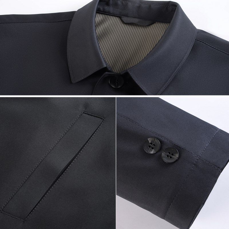 爸爸外套春秋款中老年人男装扣子夹克60岁70老人爷爷休闲春装上衣