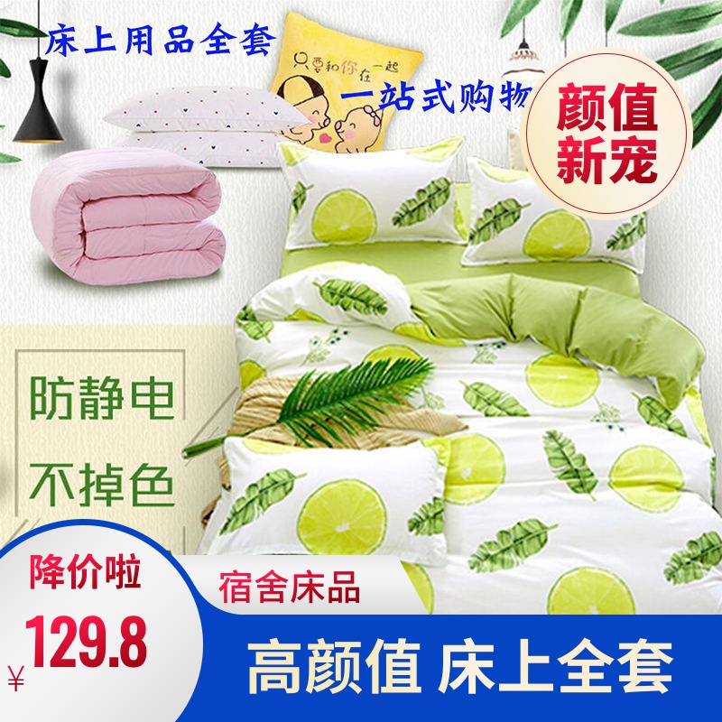 床上四件套带送加厚保暖被子被芯枕头枕芯双人单人宿舍用品全套装