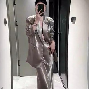 高级感休闲西装外套女春季新款气质中长款西服半身裙子两件套装女