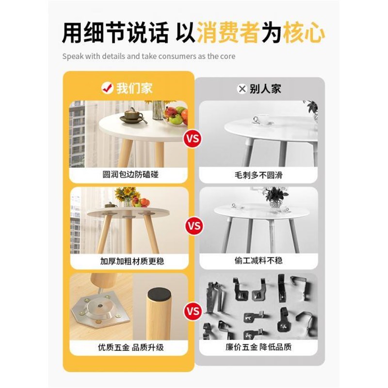 简易圆桌茶桌小茶几桌子客厅家用卧室沙发边几床头桌网红迷你阳台