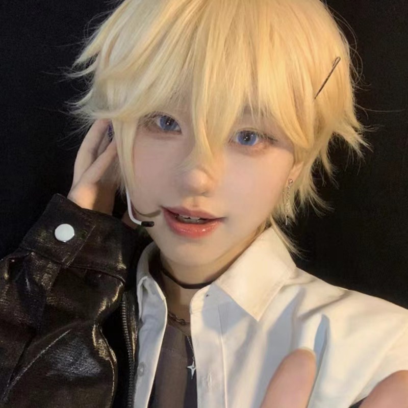 假发男米白色正太短发少年感dk微分碎盖万用毛cos蓬松哑光全头套