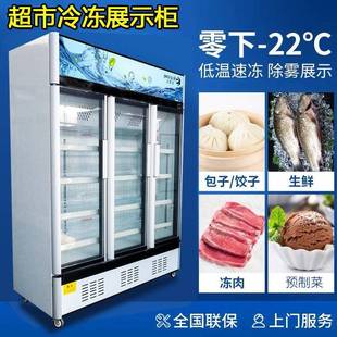 冷冻冰柜冷冻食材牛肉排预制菜无霜冷柜速冻榴莲风冷冻展示柜 立式