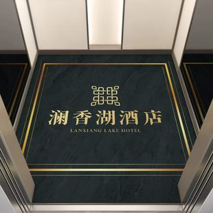 电梯轿厢专用皮革地垫定制logo图案防水耐磨门口防滑地毯仿大理石