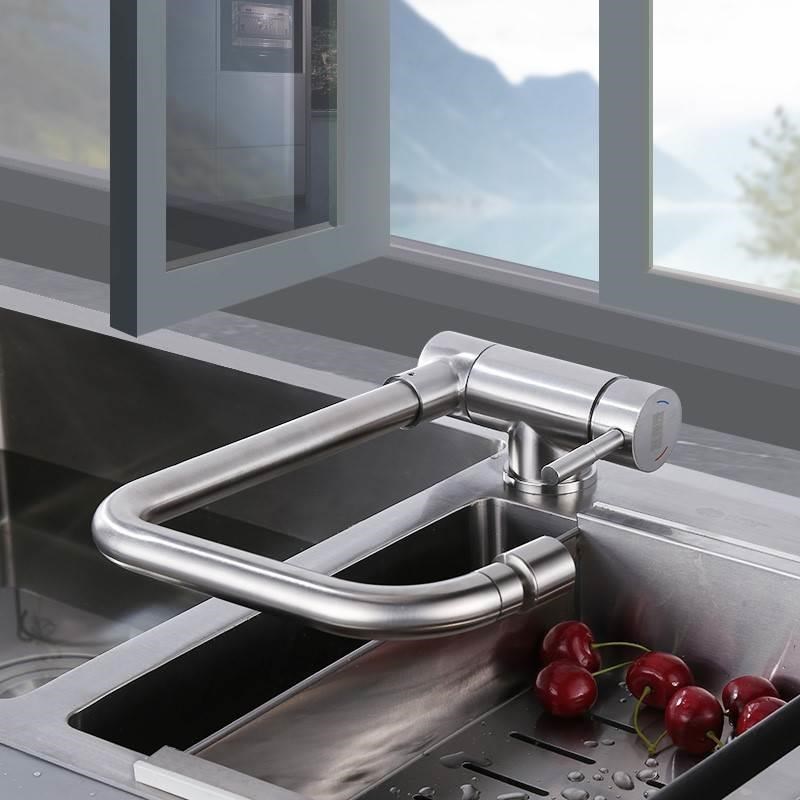 折叠式水b龙头冷热厨房内开窗洗菜盆不锈钢水槽可万向家用矮款防