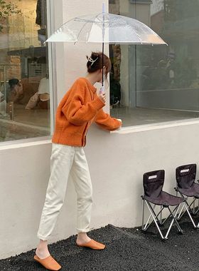 孕妇牛仔裤子春秋款外穿时尚九分休闲哈伦裤宽松显瘦托腹老爹裤潮
