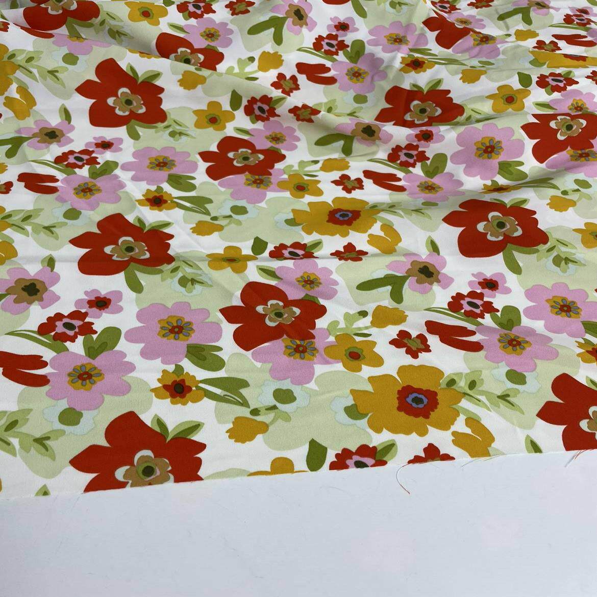 G63夏季白底印花破卡雪纺布头柔软垂坠透气连衣裙上衣旗袍diy面料