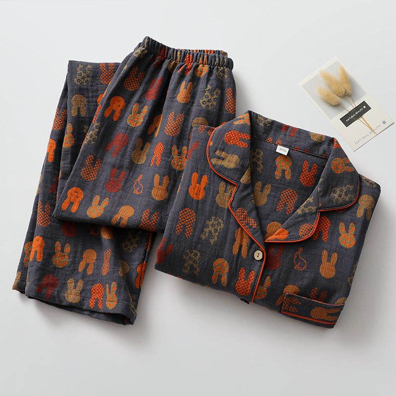 复古卡通睡衣男女纯棉纱薄日系翻领长袖长裤情侣家居睡眠服可外穿,女士内衣/男士内衣/家居服,睡衣/家居服套装,淘宝优惠券,粉丝福利购,淘宝优惠卷