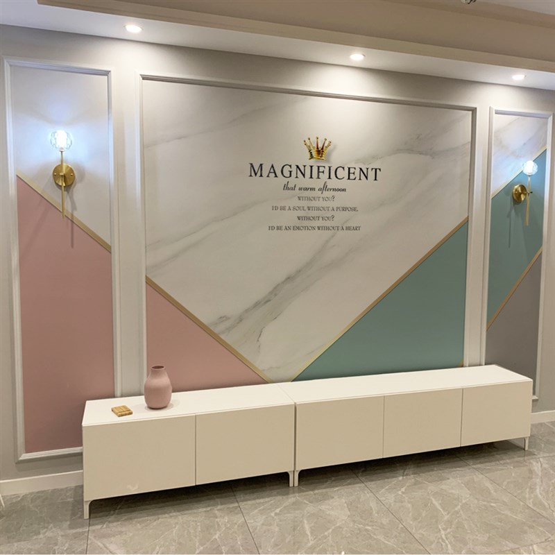 壁布轻奢风电视背景墙壁纸现代简约客厅北欧N几何线条影视墙布壁