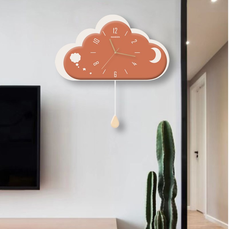 2023新款餐厅云朵钟表挂钟客厅家用现代简约创意时尚静音时钟挂墙