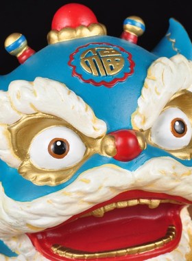 彩铜国潮舞狮一对雄狮献瑞招财醒狮摆件家居客厅酒柜玄关装饰品