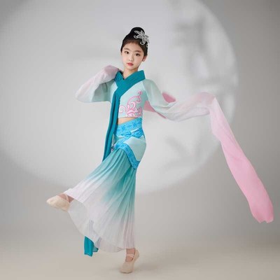 水袖舞蹈服儿童古典舞女飘逸汉服女童中国风服装采薇舞蹈演出服
