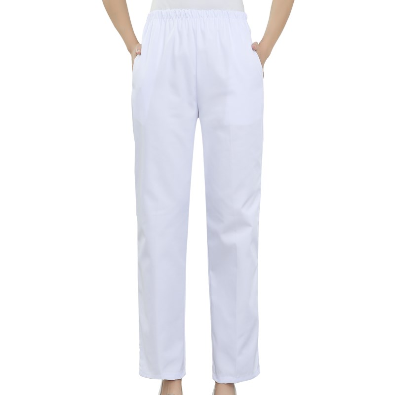 护士裤白色春季夏季蓝色粉色松紧腰女医师卫校白大褂护士服工作裤