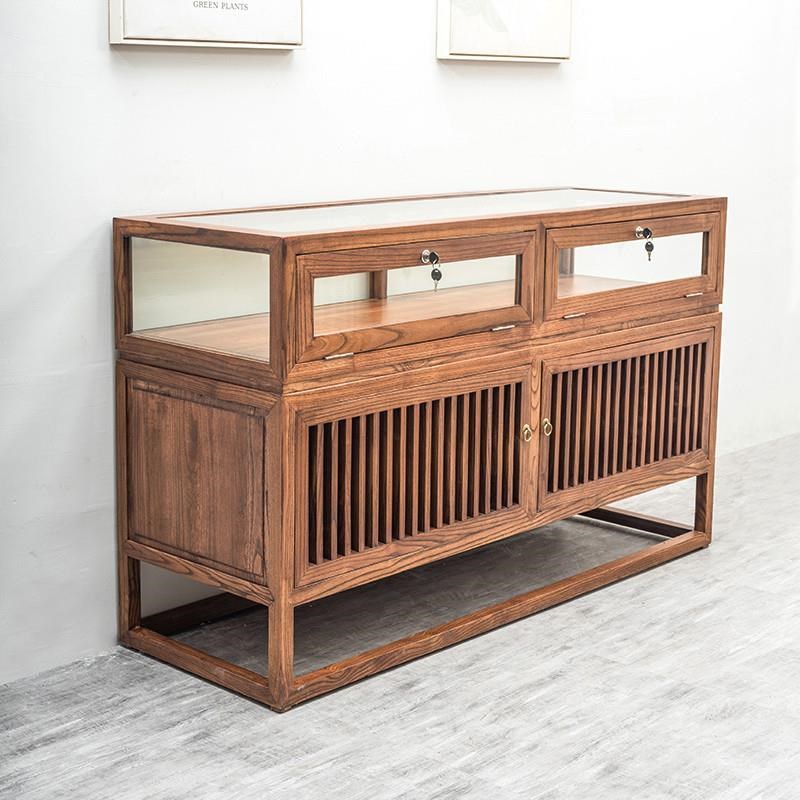 实木珠宝展示柜首饰玉器饰品柜台玻璃柜子展柜陈列柜新中式烟工厂