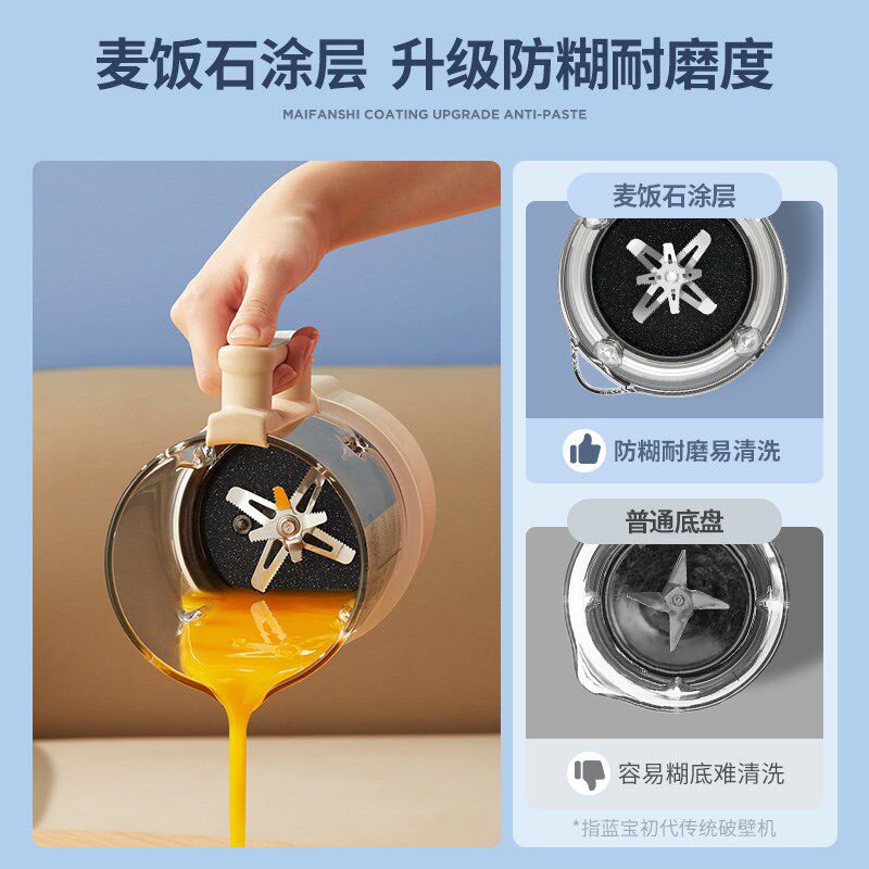 蓝宝柔音破壁机家用加热全自动小型豆浆机新款多功能料理机