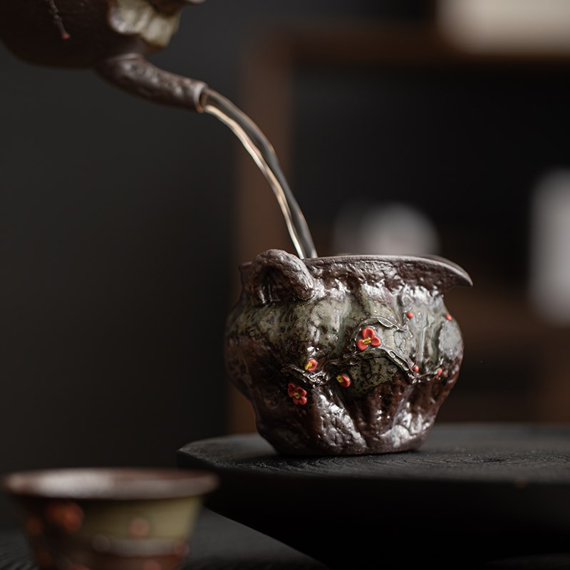创意柴烧手工分茶器功夫茶具匀杯茶漏公道杯茶道配件