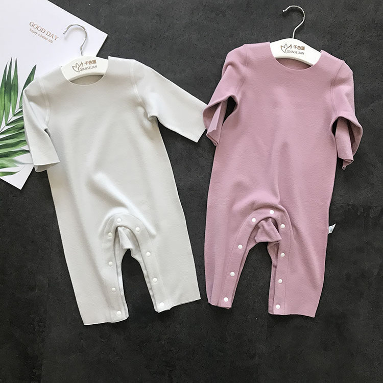 无骨无痕秋冬季加厚婴儿德绒棉爬服闭裆男女宝宝连体哈衣保暖睡衣