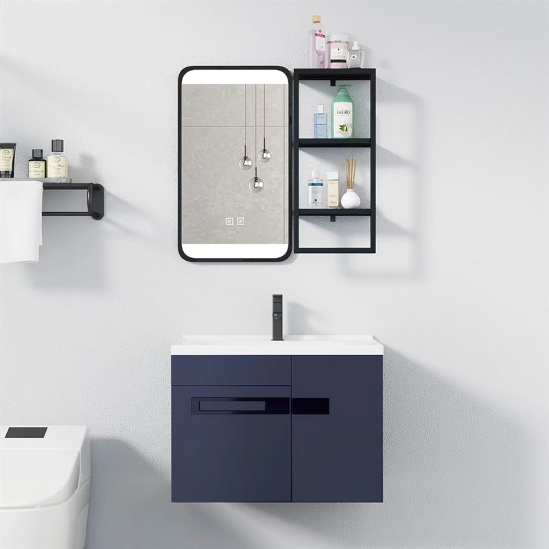 新款304不绣钢浴室柜纯色肤感挂墙I吊柜轻奢智能镜柜岩石板