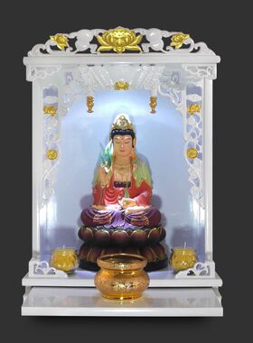 菩萨柜子白色神龛壁挂式供台香火神台实木佛龛家用现代轻奢财神柜