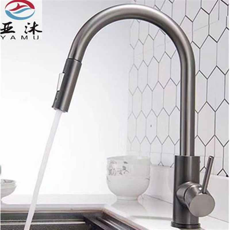 不锈钢厨房抽拉式水s龙头冷热旋转水槽洗碗池洗菜盆龙头