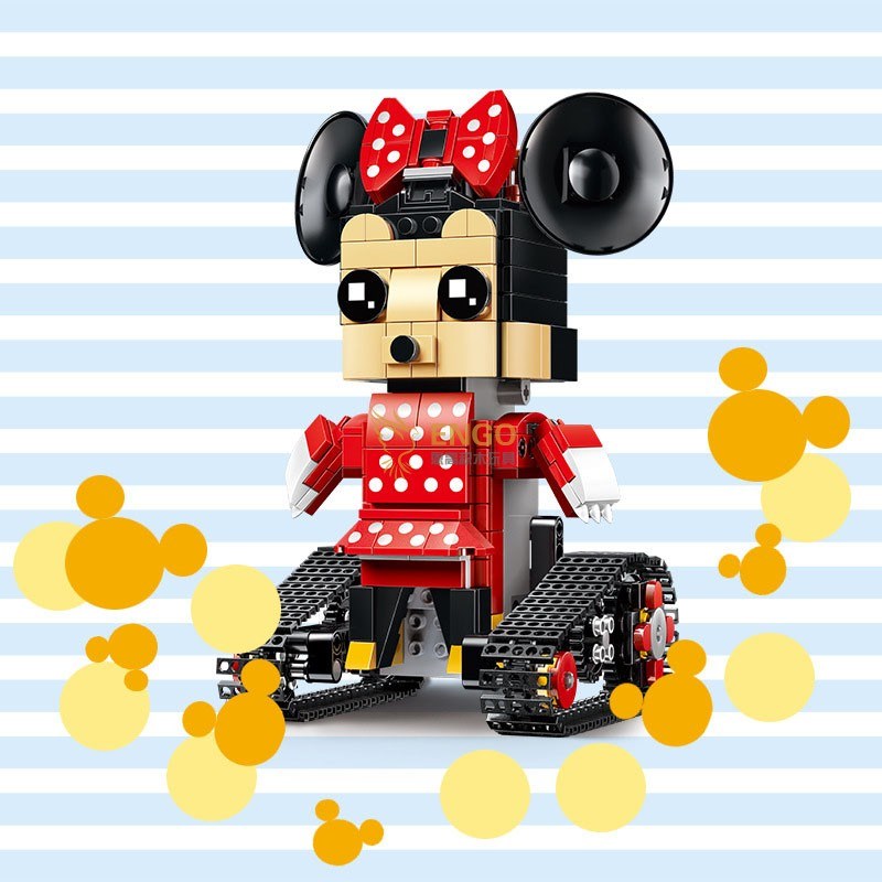 方头仔米妮遥控电动履带车拼图拼搭拼装中国积木玩具模型13042