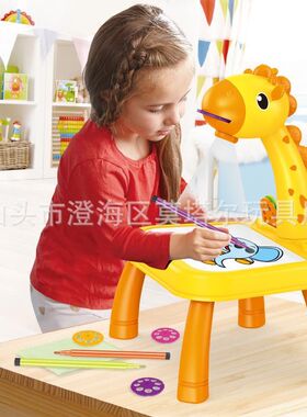 新品字小投鹿投影绘画玩具画板儿童写多功能写字板发光新品影画板