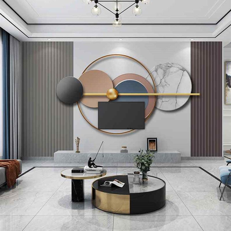 2022新款电视背景墙壁纸墙布客厅卧室轻奢风几Q何线条装饰壁布壁