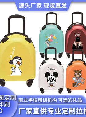 儿童拉杆箱可定制男女18寸蛋壳型旅行箱印logo卡通图案学生行李箱
