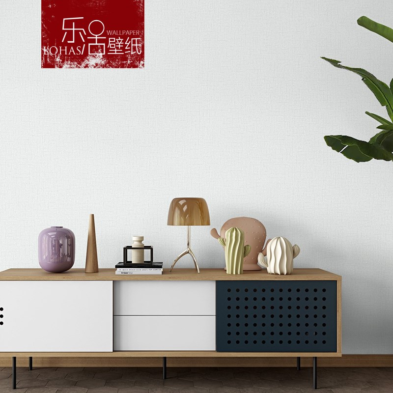 纯色素色米黄日式布纹无纺布亚麻墙纸客厅卧室Q白色灰色壁纸非自