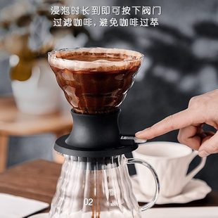 器玻璃v60式 聪滤浸泡滴杯家用日式 过滤杯手冲咖啡硅胶具带开关明